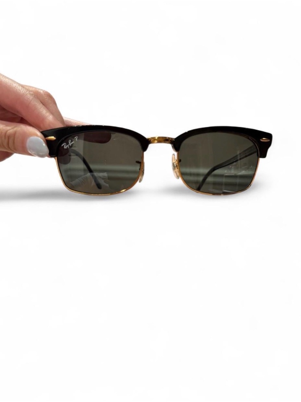 Ray-Ban Clubmaster Sunglasses in Black and Gold with Green Lenses